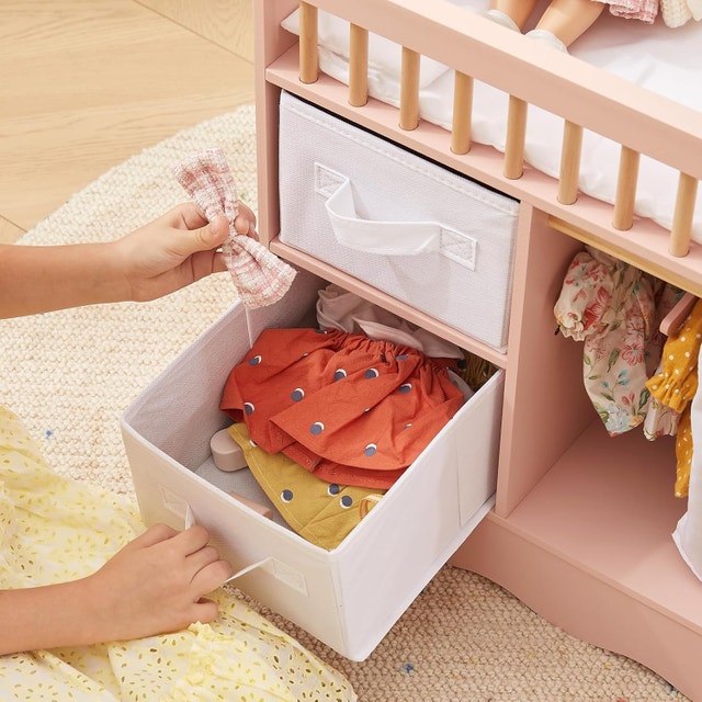 Wooden Baby Doll Crib & Changing Table Set with Storage - photo 2