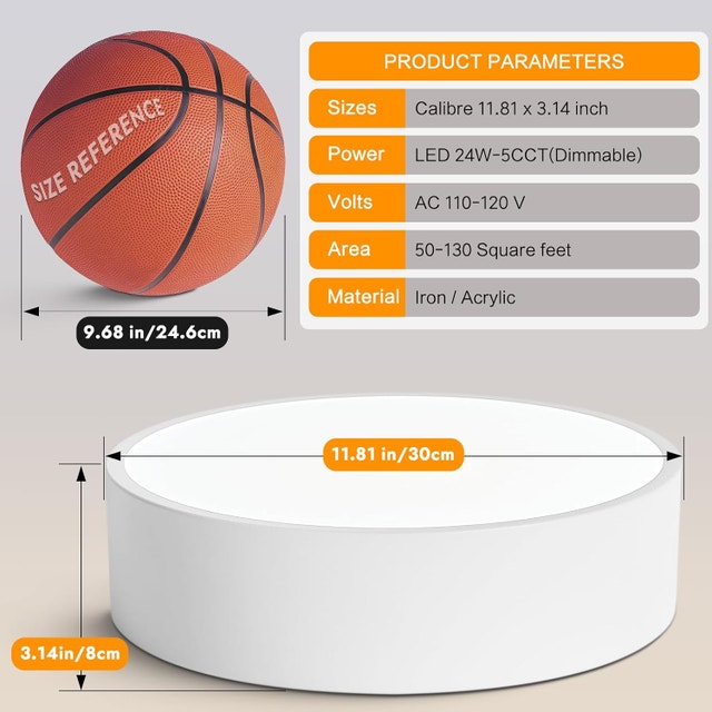 11.8" Dimmable LED Flush Mount Ceiling Light, 5CCT - photo 4