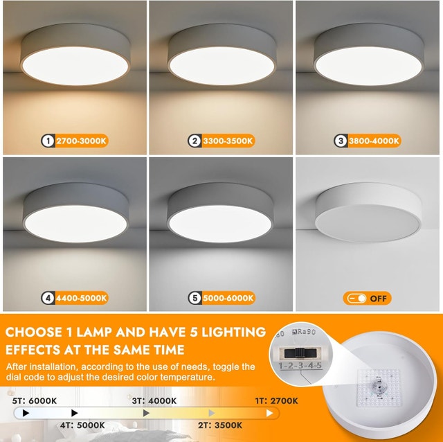 11.8" Dimmable LED Flush Mount Ceiling Light, 5CCT - photo 5