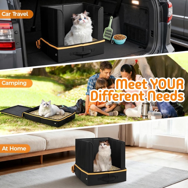 Travel Litter Box for Cats, Portable High-Side Collapsible - photo 5