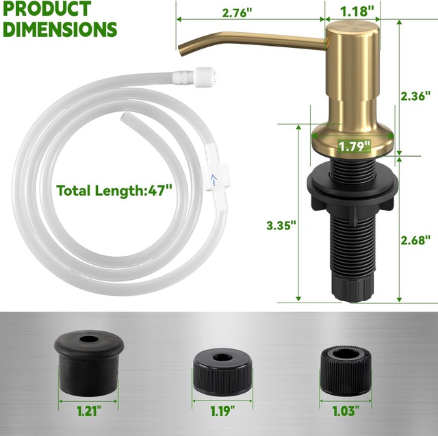 Built-In Kitchen Sink Soap Dispenser with 47" Extension Tube - photo 3