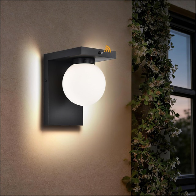Black Dusk to Dawn LED Outdoor Wall Light, 12W Modern Farmhouse