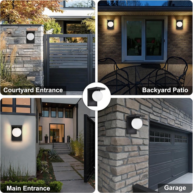 Black Dusk to Dawn LED Outdoor Wall Light, 12W Modern Farmhouse - photo 3