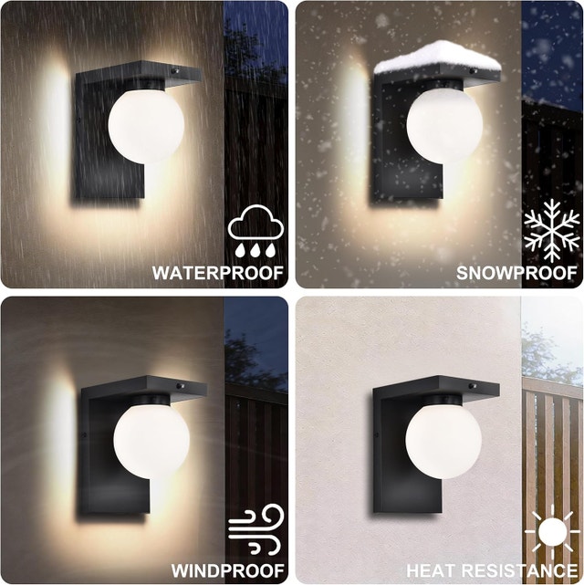 Black Dusk to Dawn LED Outdoor Wall Light, 12W Modern Farmhouse - photo 5