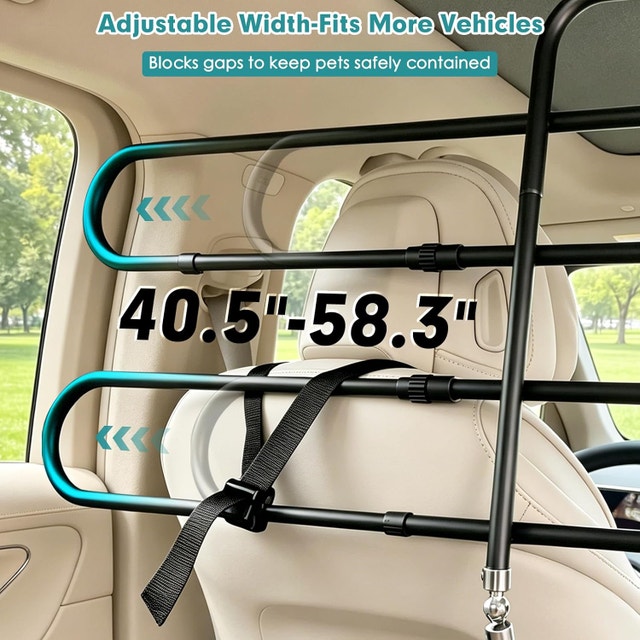 Dog Car Barrier for SUV - Adjustable 40.5"-58.3" Pet Divider - photo 5