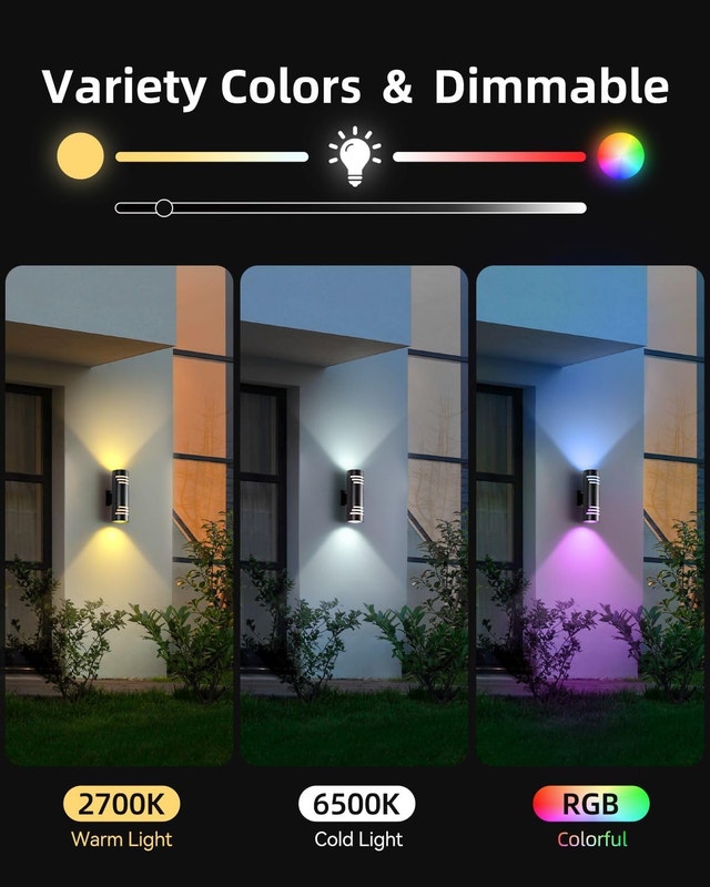 RGB CW Outdoor Wall Light Dusk to Dawn Remote Waterproof - photo 2
