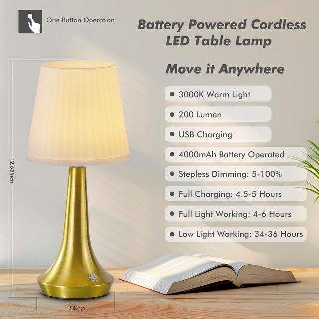 Rechargeable Cordless RGB Table Lamp 4000mAh Battery Dimmable - photo 2