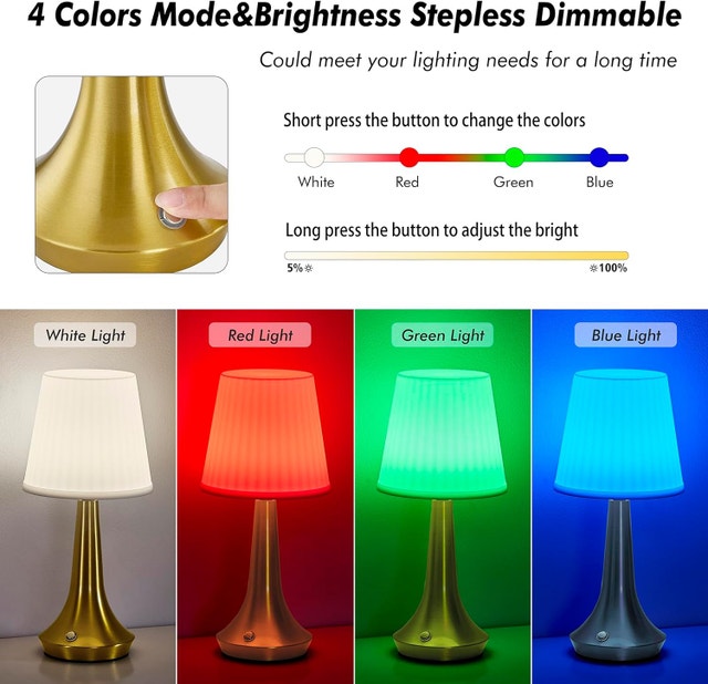 Rechargeable Cordless RGB Table Lamp 4000mAh Battery Dimmable - photo 5