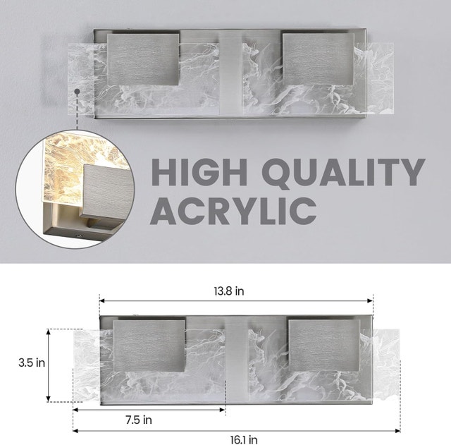 16 inch Brushed Nickel LED Bathroom Vanity Light - photo 2