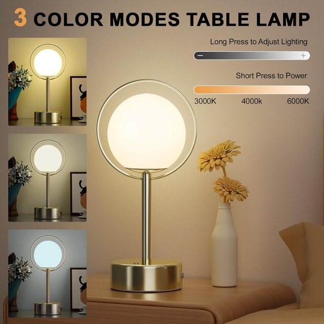 Rechargeable Table Lamp 5000mAh Gold Touch Dimmable - photo 2