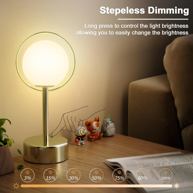Rechargeable Table Lamp 5000mAh Gold Touch Dimmable - photo 3
