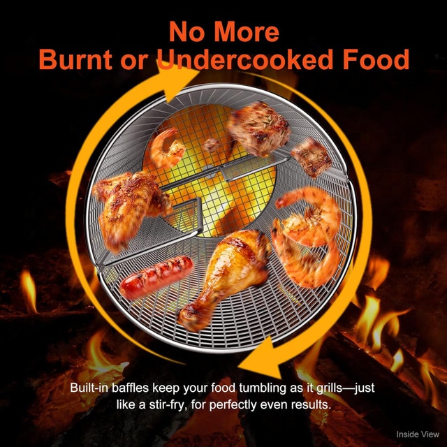 Rotatable Stainless Steel Grill Basket 304 BBQ Rolling Vegetable - photo 3