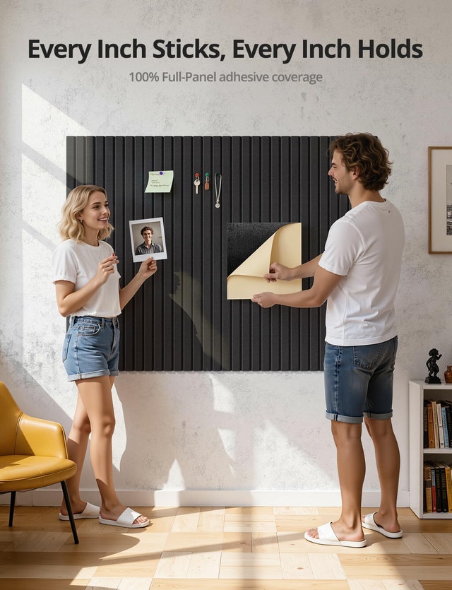 48x36 Felt Cork Board Tiles 12 Pack Black Self Adhesive - photo 3