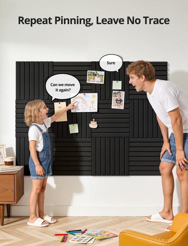 48x36 Felt Cork Board Tiles 12 Pack Black Self Adhesive - photo 5