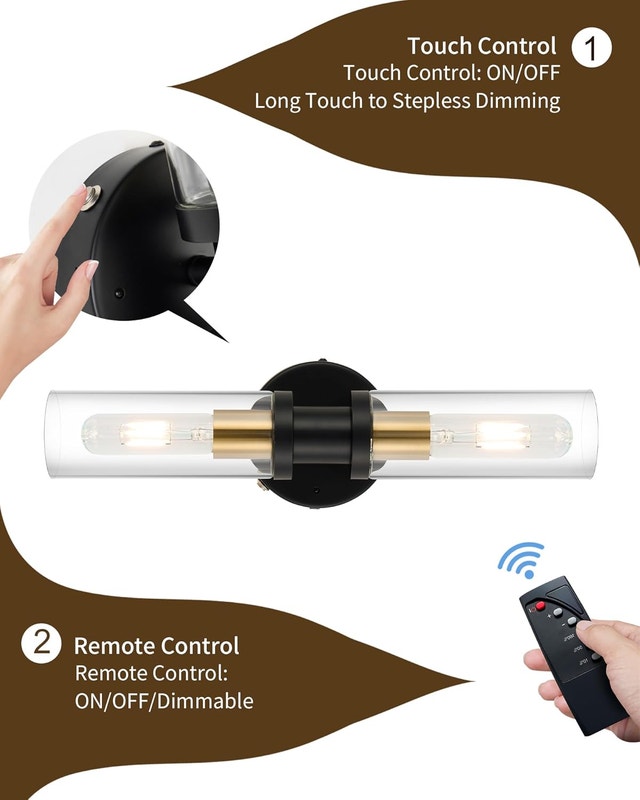 Rechargeable Wall Sconce Wireless Dimmable Remote Timer USB-C - photo 3