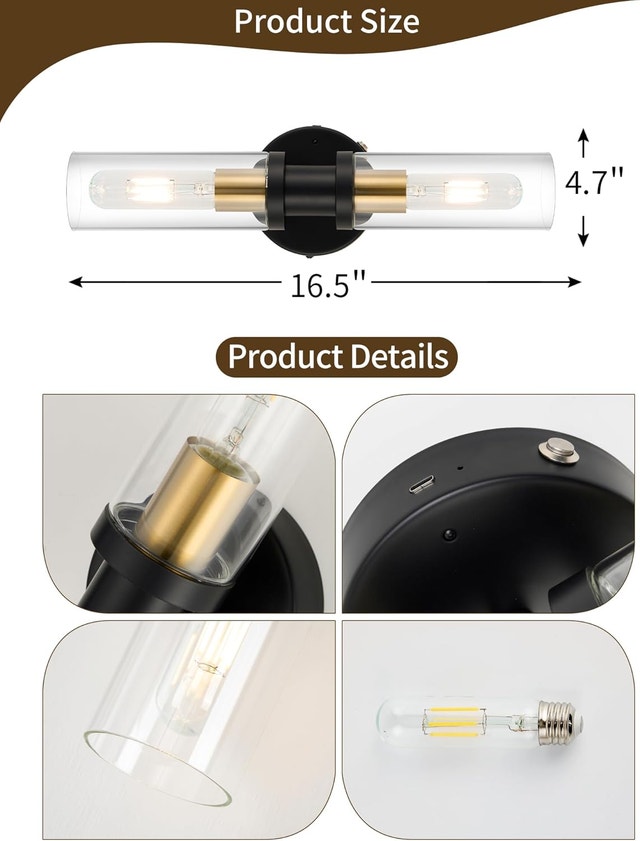Rechargeable Wall Sconce Wireless Dimmable Remote Timer USB-C - photo 4