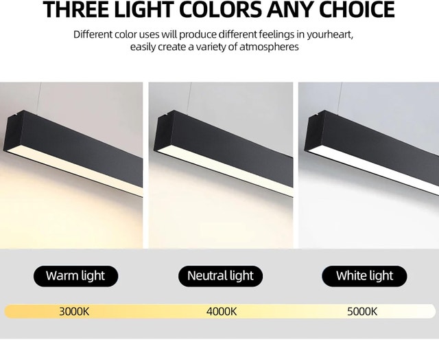 8FT 100W Dimmable LED Linear Light, 3CCT Linkable Pendant - photo 3