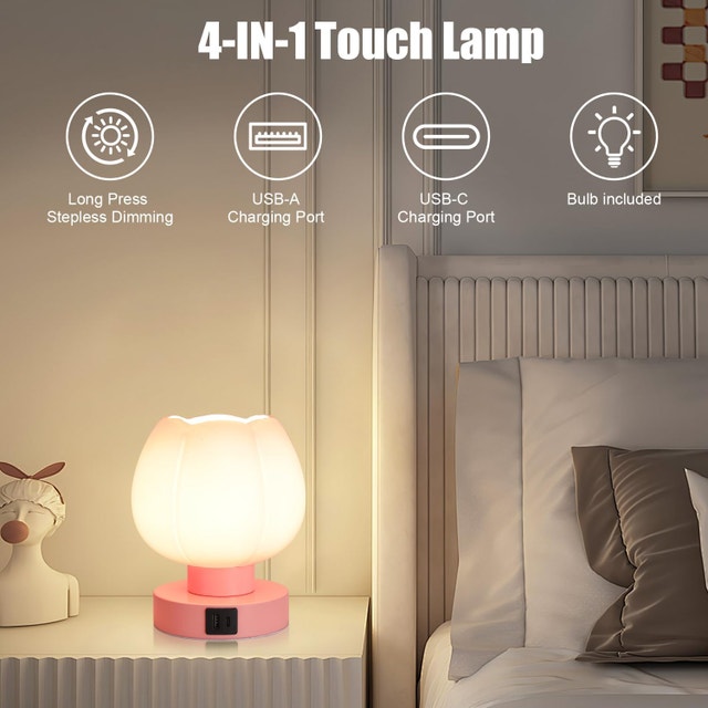 2 Pack Touch Bedside Lamps 3 Way Dimmable E26 Table Lamp - photo 5