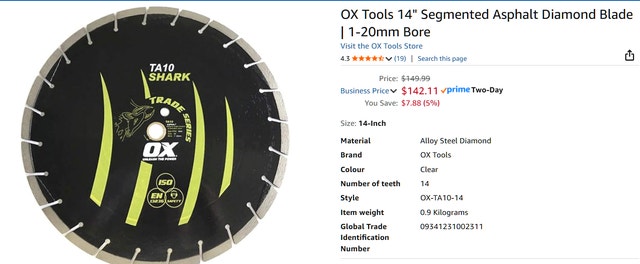 OX Tools 14" Segmented Asphalt Diamond Blade | 1-20mm Bore - photo 5