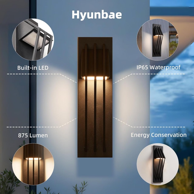 17.7 inch Modern Outdoor Wall Sconce, Waterproof LED Wall Light - photo 4