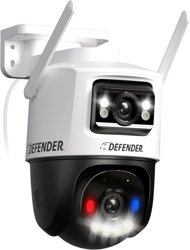 Defender AI 2K+ Guard MAX WiFi Camera, Dual Lens PTZ