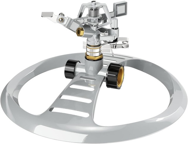 Metal Pulsating Sprinkler with Heavy Duty Base, 360° Rotating