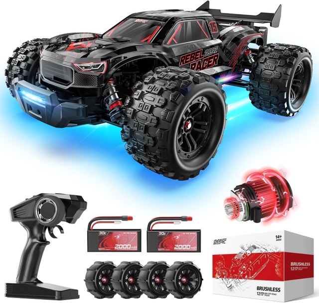 DEERC 1/14 Brushless RC Monster Truck - 46+ MPH 4WD