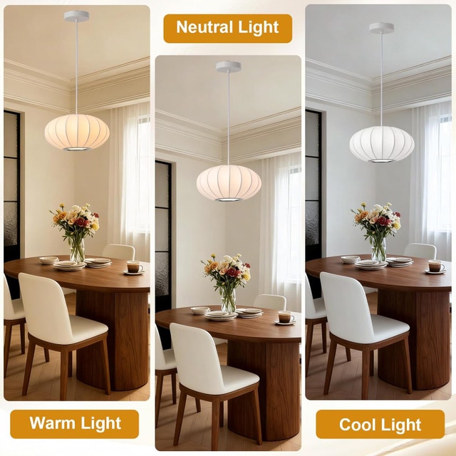 11.8" Bubble Pendant Light - White Silk Lantern Hanging Lamp - photo 4