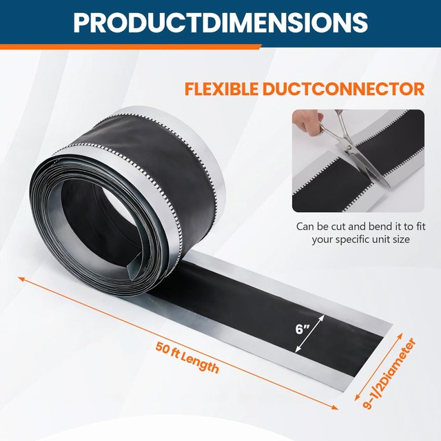 9.5" x 50FT Flexible Vinyl HVAC Duct Connector - Heavy Duty PVC - photo 3