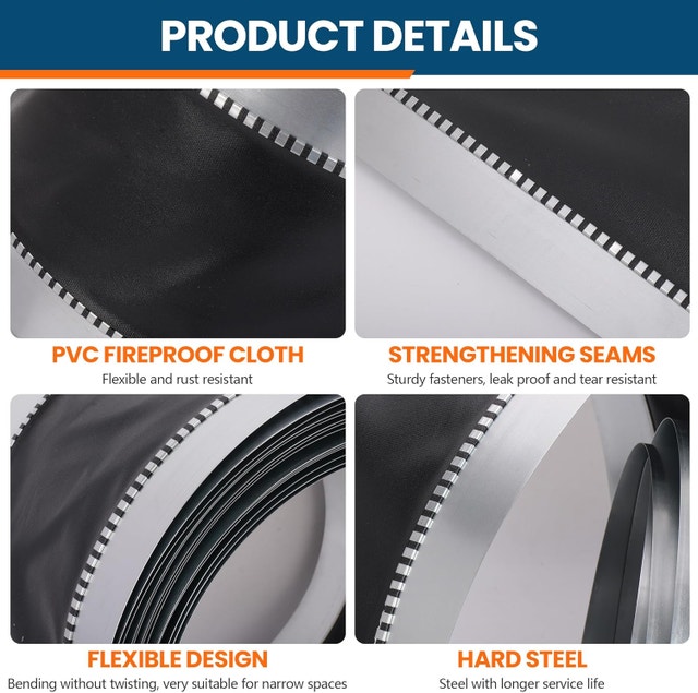 9.5" x 50FT Flexible Vinyl HVAC Duct Connector - Heavy Duty PVC - photo 5