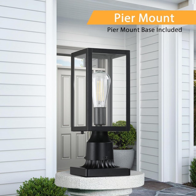 2 Pack Outdoor Post Lights Pier Mount Waterproof Lantern - photo 2