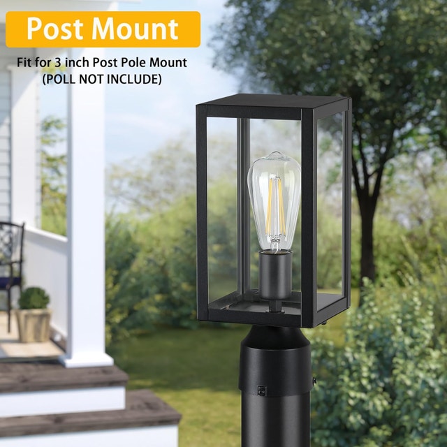 2 Pack Outdoor Post Lights Pier Mount Waterproof Lantern - photo 3