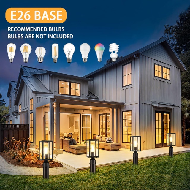 2 Pack Outdoor Post Lights Pier Mount Waterproof Lantern - photo 4