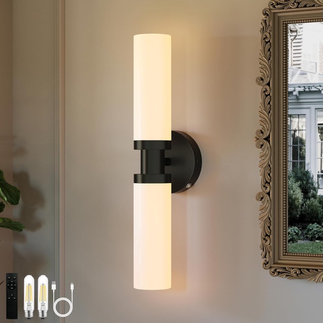 Rechargeable Wall Sconce Wireless Dimmable Remote Timer USB-C
