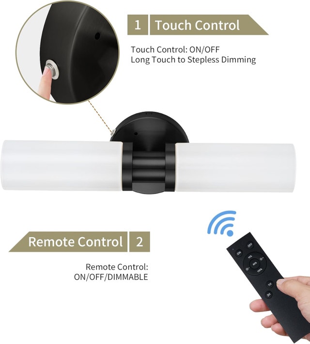 Rechargeable Wall Sconce Wireless Dimmable Remote Timer USB-C - photo 5