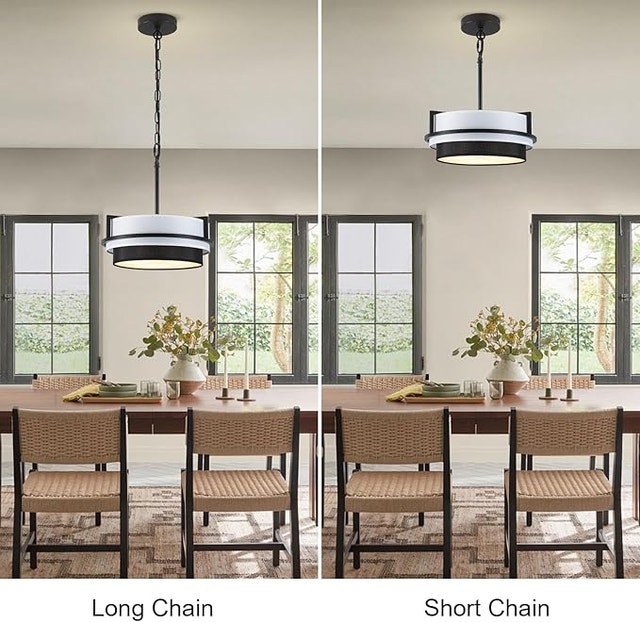 3 Light Black Drum Chandelier Farmhouse Ceiling Fixture - photo 5