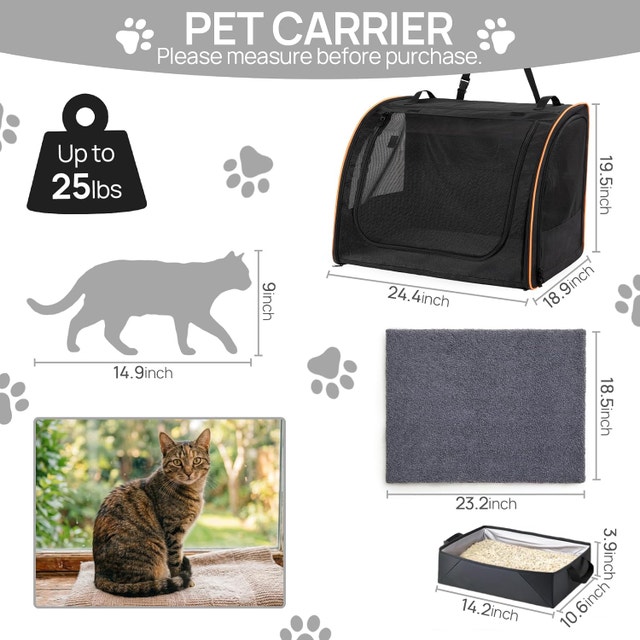 Cat Car Seat Carrier - Enclosed Soft-Sided Travel Crate - photo 2