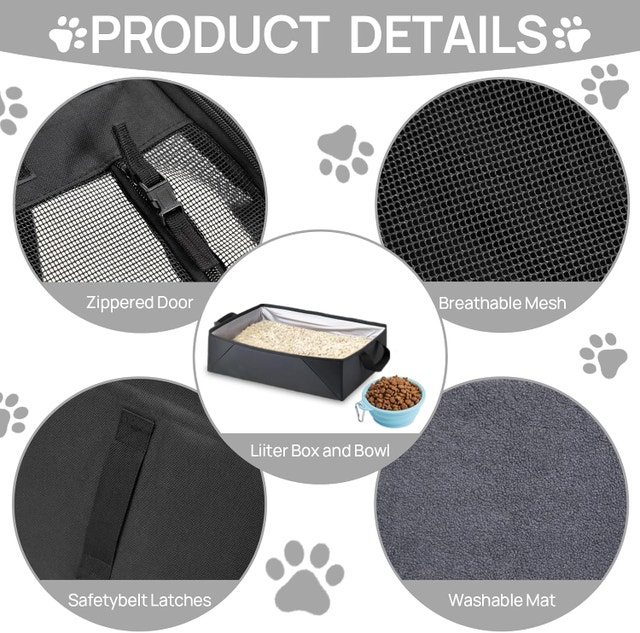 Cat Car Seat Carrier - Enclosed Soft-Sided Travel Crate - photo 3