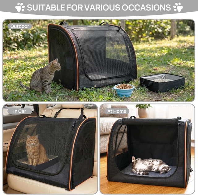 Cat Car Seat Carrier - Enclosed Soft-Sided Travel Crate - photo 5