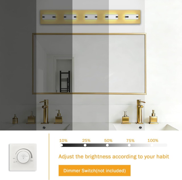 32" Gold LED Bathroom Vanity Light - 5-Light, Dimmable 5CCT - photo 3