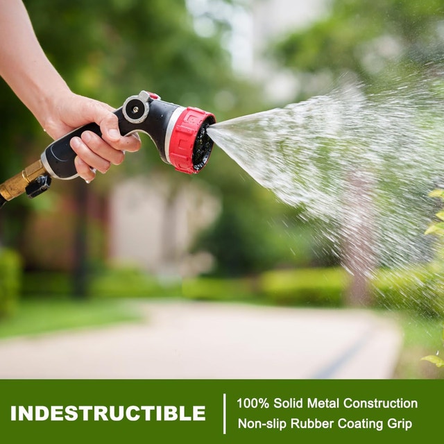 Garden Hose Nozzle - Heavy Duty Metal, 7 Spray Modes, High Press - photo 3
