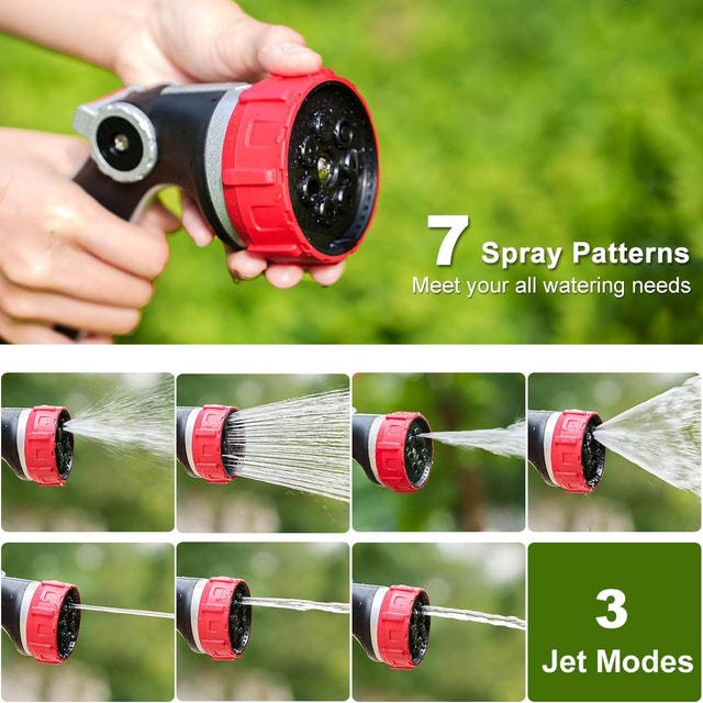 Garden Hose Nozzle - Heavy Duty Metal, 7 Spray Modes, High Press - photo 5