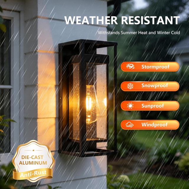 15” Motion Sensor Outdoor Wall Light - Waterproof - photo 3