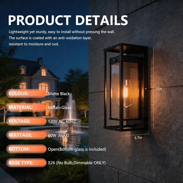 15” Motion Sensor Outdoor Wall Light - Waterproof - photo 4