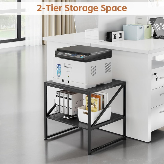 2 Tier Printer Stand 20x20 Under Desk Table Storage Shelf - photo 3