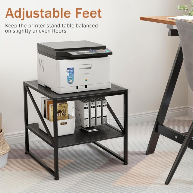 2 Tier Printer Stand 20x20 Under Desk Table Storage Shelf - photo 4
