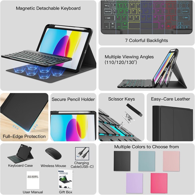 iPad 10th/11th Gen Keyboard Case with Mouse Backlit Wireless - photo 3