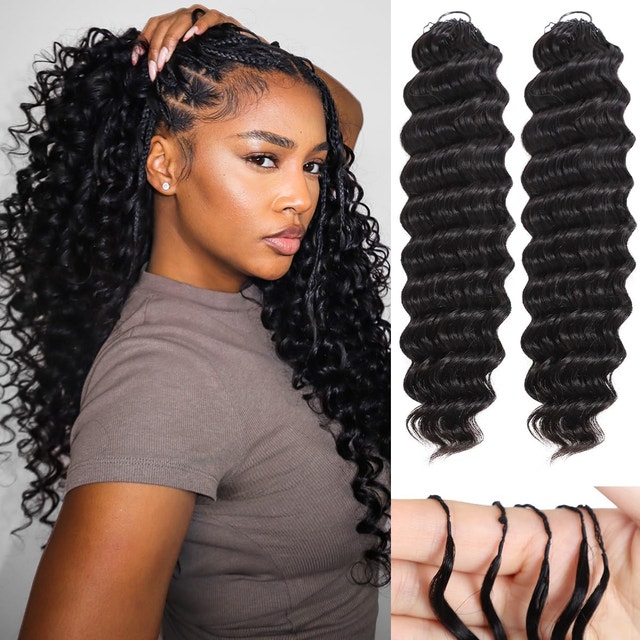 18” Deep Wave Crochet Human Hair Bundles - Pre-Looped