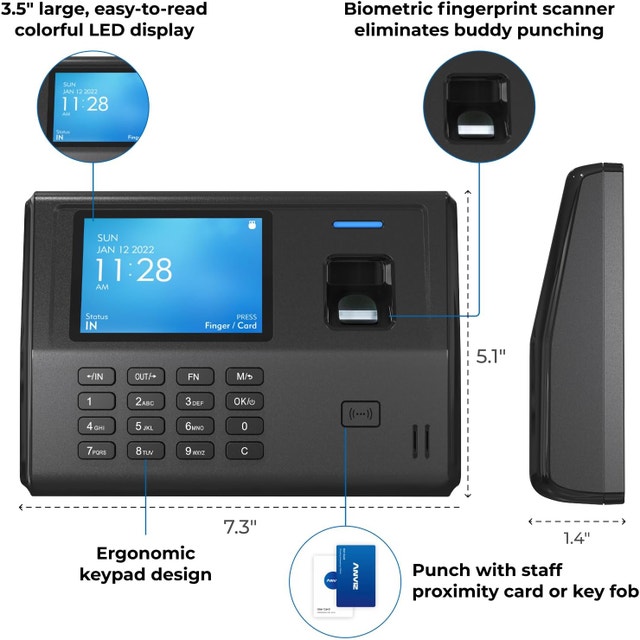 Fingerprint Time Clock Biometric Employee Punch Machine RFID PIN - photo 3