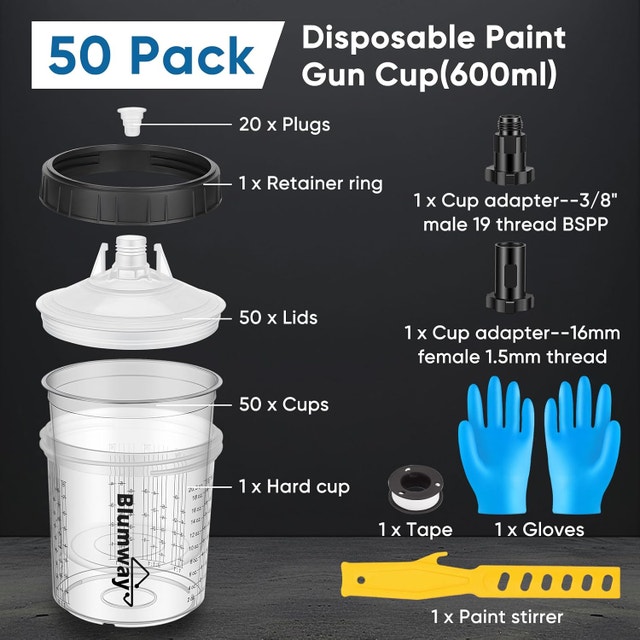 50 Pack 20oz Paint Gun Cups Kit for HVLP/LVLP - photo 3